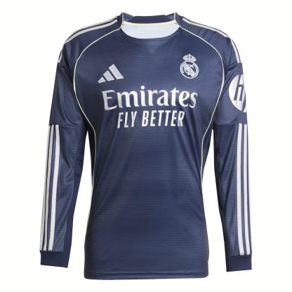 Najcenejsi-Moski-Nogometni-dresi-Real-Madrid-Gostujoci-2025-26-Dolgi-Rokav