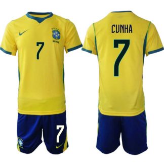 Kupiti-Prodajo-Moski-Nogometni-dresi-reprezentance-Brazilija-Matheus-Cunha-7-Domaci-SP-2026-Kratke-hlace