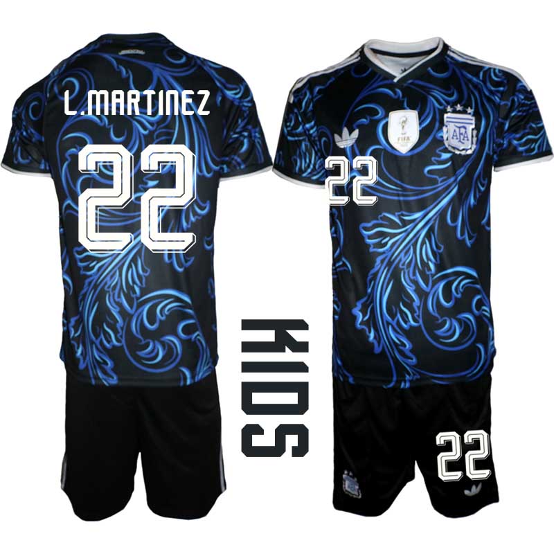 Kupiti-Prodajo-Otroski-Nogometni-dresi-Argentina-reprezentance-Lautaro-Martinez-22-Gostujoci-SP-2026-Kratke-hlace