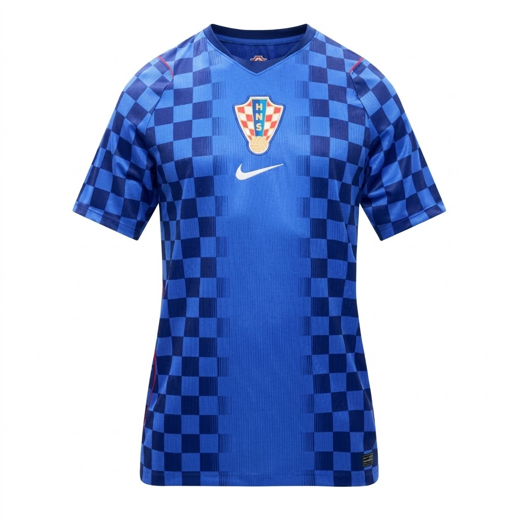 Najcenejsi-Zenski-nogometni-dresi-Hrvaska-SP-2026-Gostujoci-modra-Kratek-Rokav